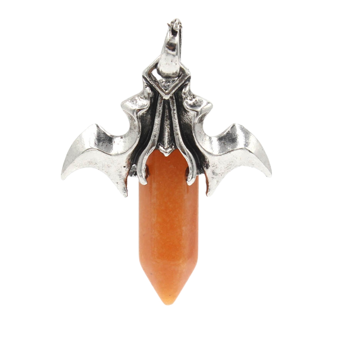 1 Pc Bat Crystal Pendant Necklace Spiritual Energy Healing Hexagonal Gemstone Jewelry for Men Women