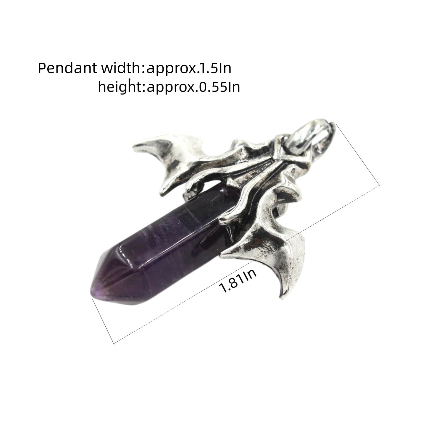 1 Pc Bat Crystal Pendant Necklace Spiritual Energy Healing Hexagonal Gemstone Jewelry for Men Women