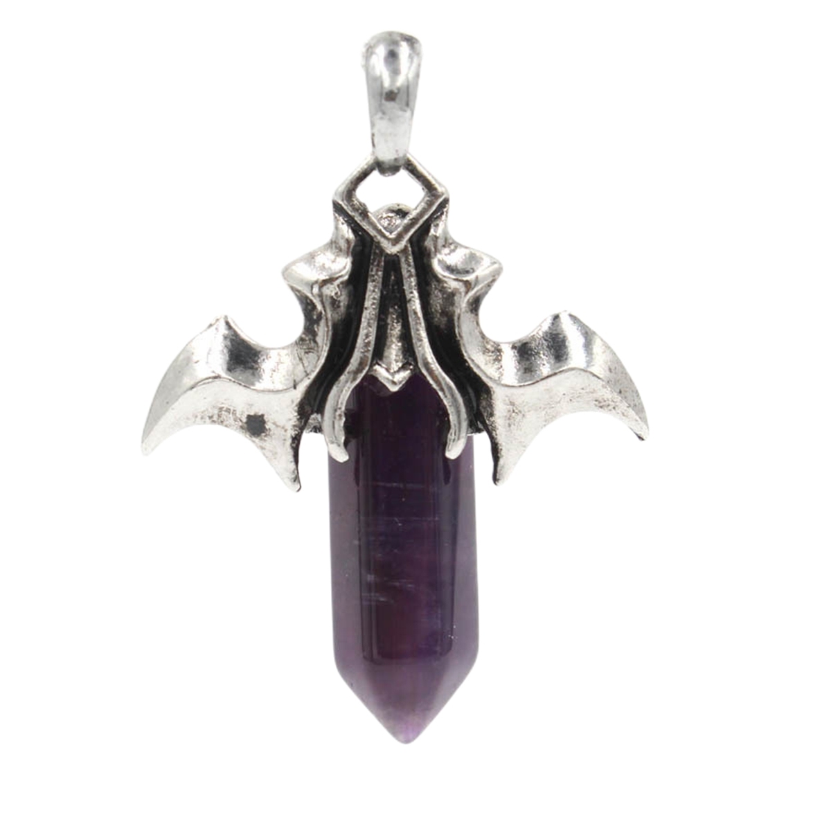 1 Pc Bat Crystal Pendant Necklace Spiritual Energy Healing Hexagonal Gemstone Jewelry for Men Women