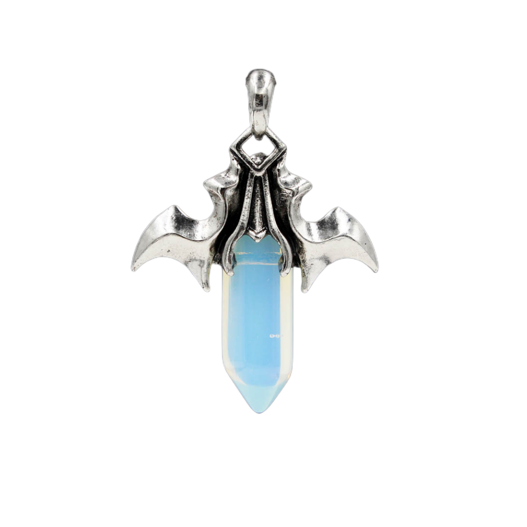 1 Pc Bat Crystal Pendant Necklace Spiritual Energy Healing Hexagonal Gemstone Jewelry for Men Women
