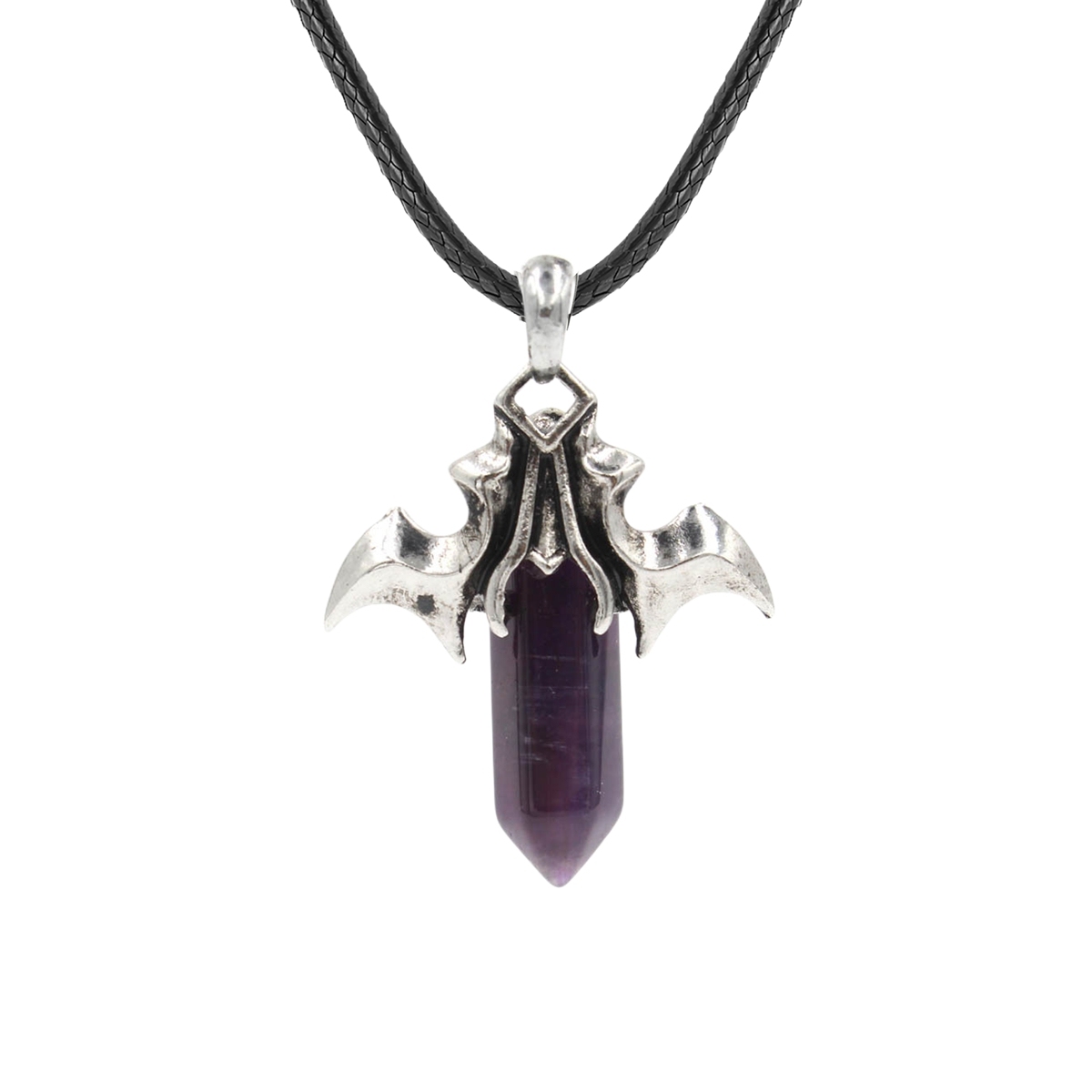 1 Pc Bat Crystal Pendant Necklace Spiritual Energy Healing Hexagonal Gemstone Jewelry for Men Women