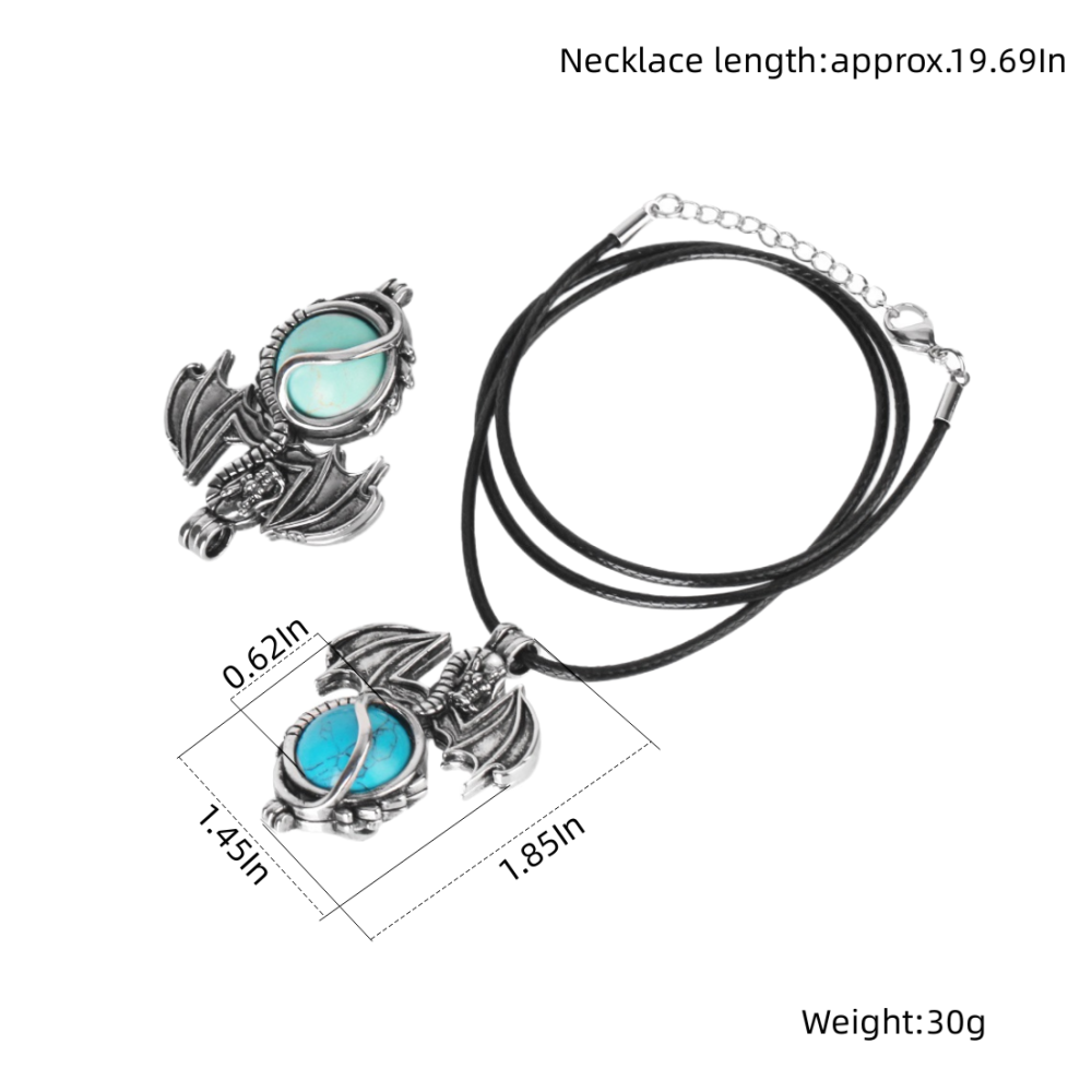 1 Pc Antique Pterosaur Natural Gemstone Pendant Necklace Charm Crystal Jewelry for Women Men