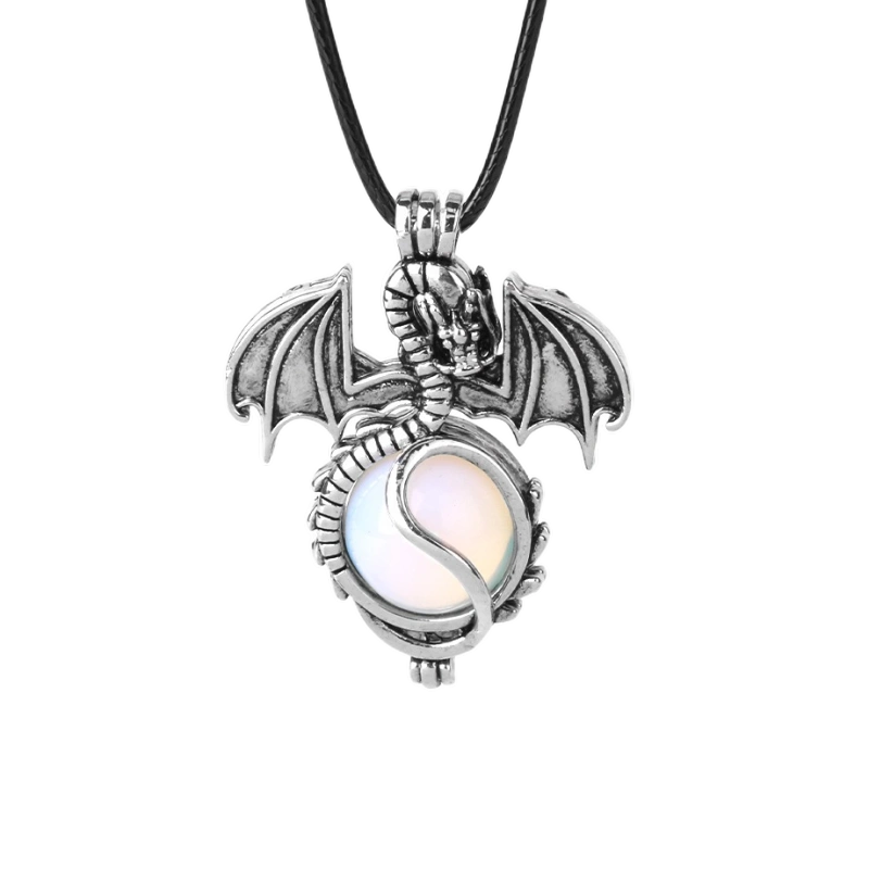 1 Pc Antique Pterosaur Natural Gemstone Pendant Necklace Charm Crystal Jewelry for Women Men