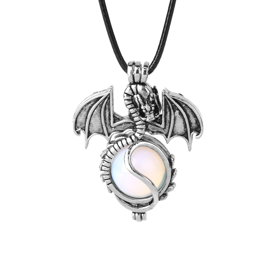 1 Pc Antique Pterosaur Natural Gemstone Pendant Necklace Charm Crystal Jewelry for Women Men
