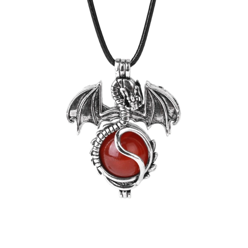 1 Pc Antique Pterosaur Natural Gemstone Pendant Necklace Charm Crystal Jewelry for Women Men