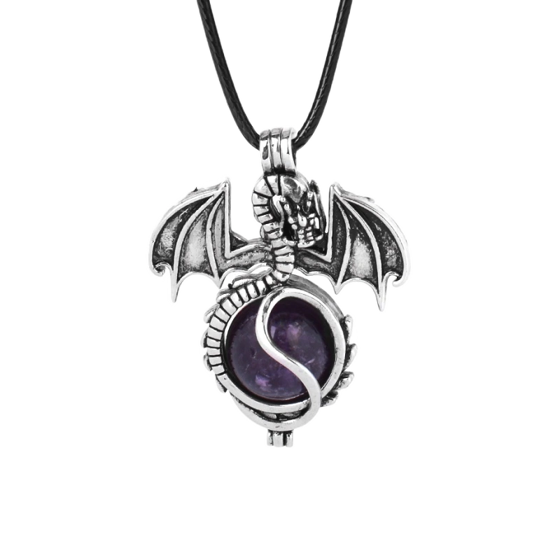 1 Pc Antique Pterosaur Natural Gemstone Pendant Necklace Charm Crystal Jewelry for Women Men