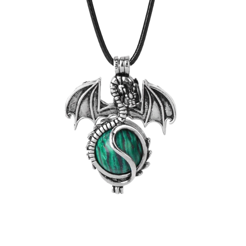 1 Pc Antique Pterosaur Natural Gemstone Pendant Necklace Charm Crystal Jewelry for Women Men