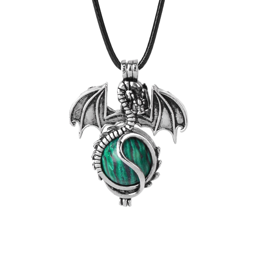 1 Pc Antique Pterosaur Natural Gemstone Pendant Necklace Charm Crystal Jewelry for Women Men
