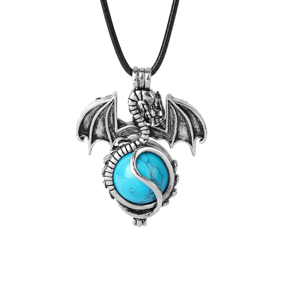 1 Pc Antique Pterosaur Natural Gemstone Pendant Necklace Charm Crystal Jewelry for Women Men