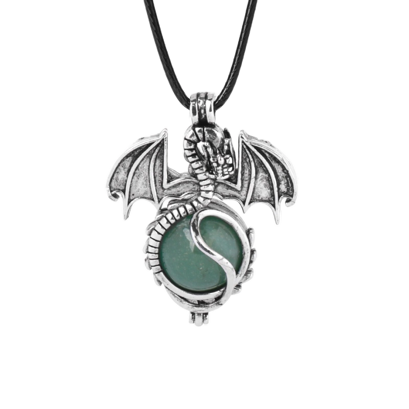 1 Pc Antique Pterosaur Natural Gemstone Pendant Necklace Charm Crystal Jewelry for Women Men