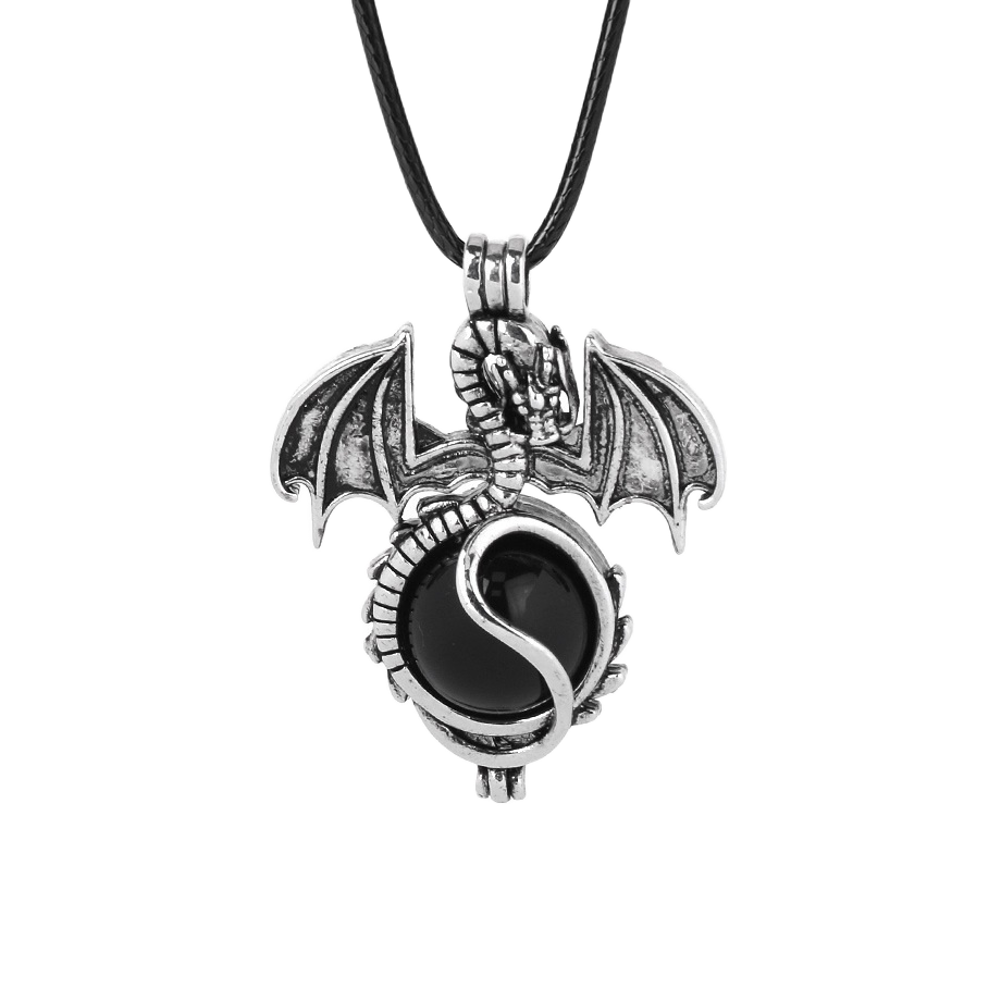 1 Pc Antique Pterosaur Natural Gemstone Pendant Necklace Charm Crystal Jewelry for Women Men