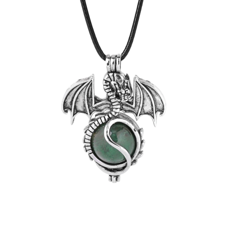 1 Pc Antique Pterosaur Natural Gemstone Pendant Necklace Charm Crystal Jewelry for Women Men
