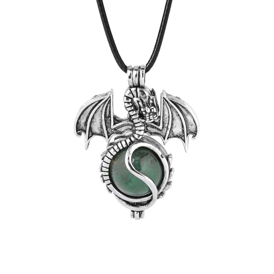 1 Pc Antique Pterosaur Natural Gemstone Pendant Necklace Charm Crystal Jewelry for Women Men