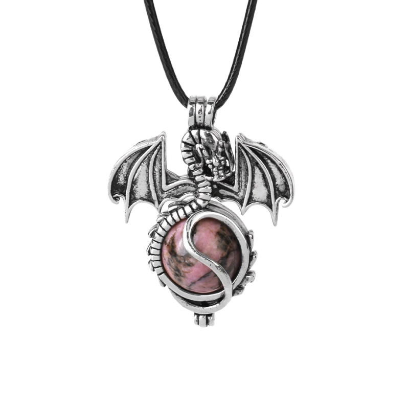 1 Pc Antique Pterosaur Natural Gemstone Pendant Necklace Charm Crystal Jewelry for Women Men