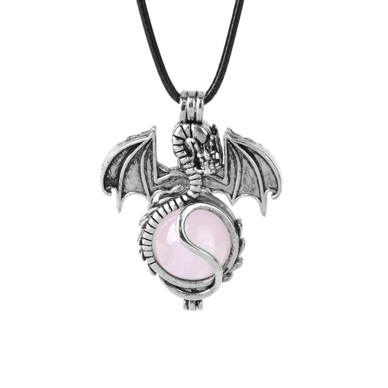 1 Pc Antique Pterosaur Natural Gemstone Pendant Necklace Charm Crystal Jewelry for Women Men