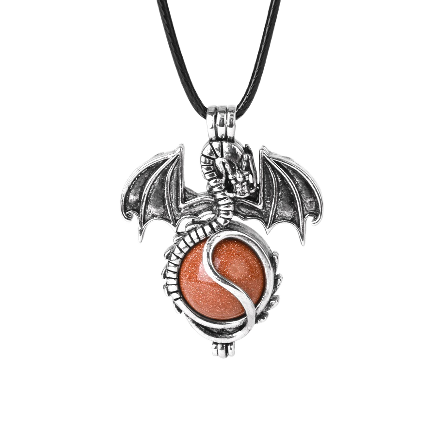 1 Pc Antique Pterosaur Natural Gemstone Pendant Necklace Charm Crystal Jewelry for Women Men