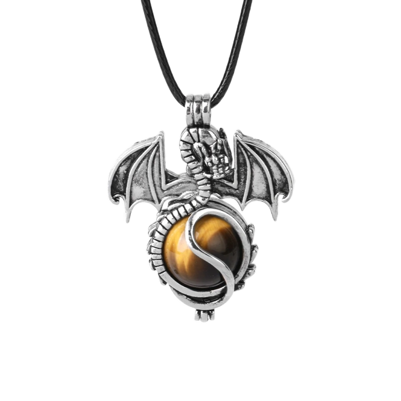 1 Pc Antique Pterosaur Natural Gemstone Pendant Necklace Charm Crystal Jewelry for Women Men