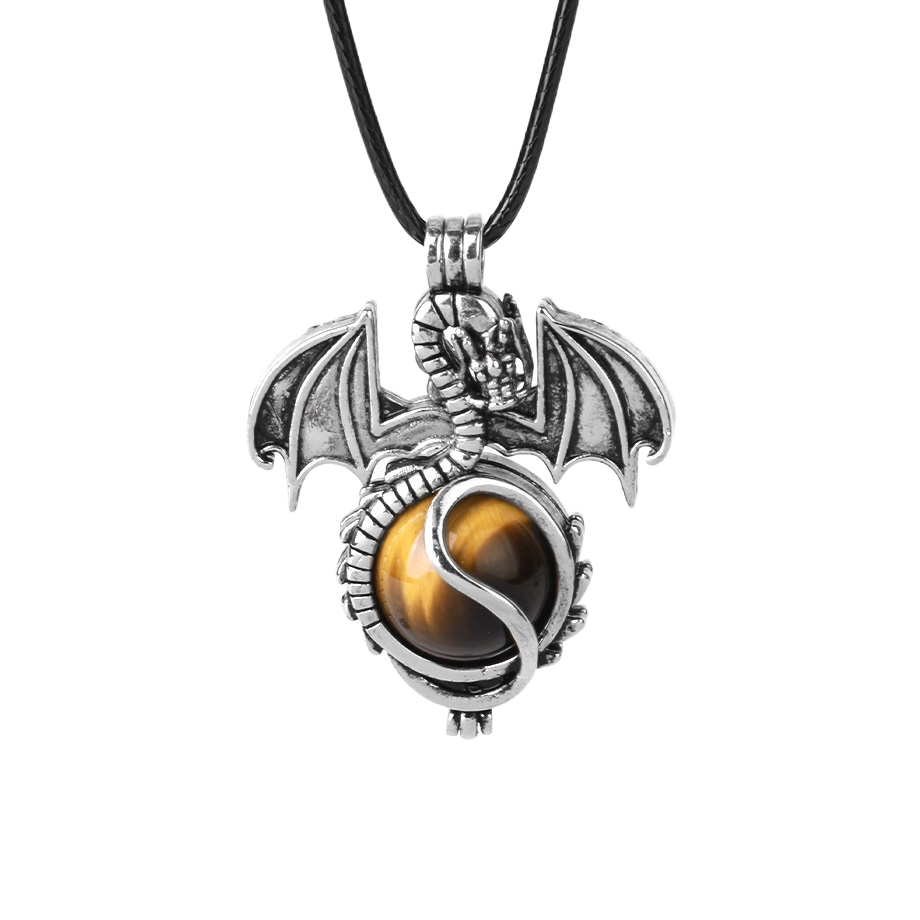 1 Pc Antique Pterosaur Natural Gemstone Pendant Necklace Charm Crystal Jewelry for Women Men
