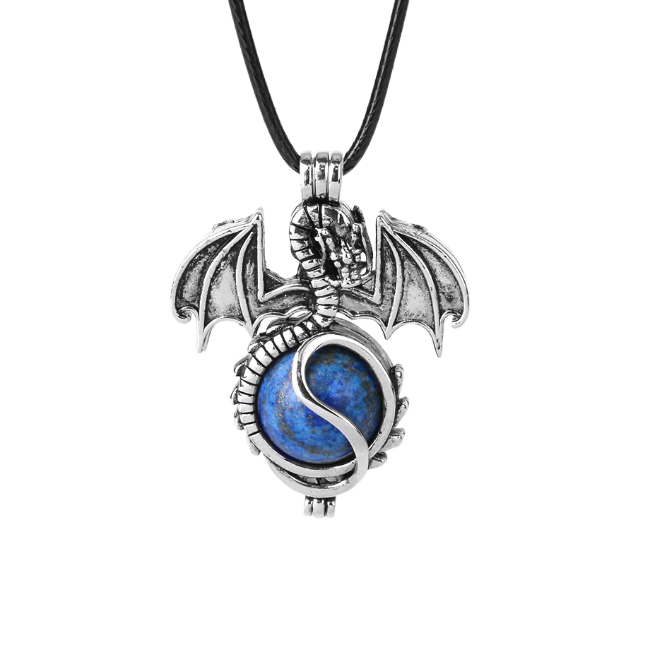 1 Pc Antique Pterosaur Natural Gemstone Pendant Necklace Charm Crystal Jewelry for Women Men