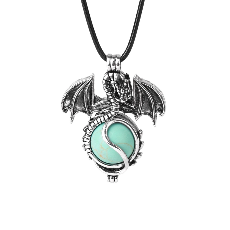 1 Pc Antique Pterosaur Natural Gemstone Pendant Necklace Charm Crystal Jewelry for Women Men
