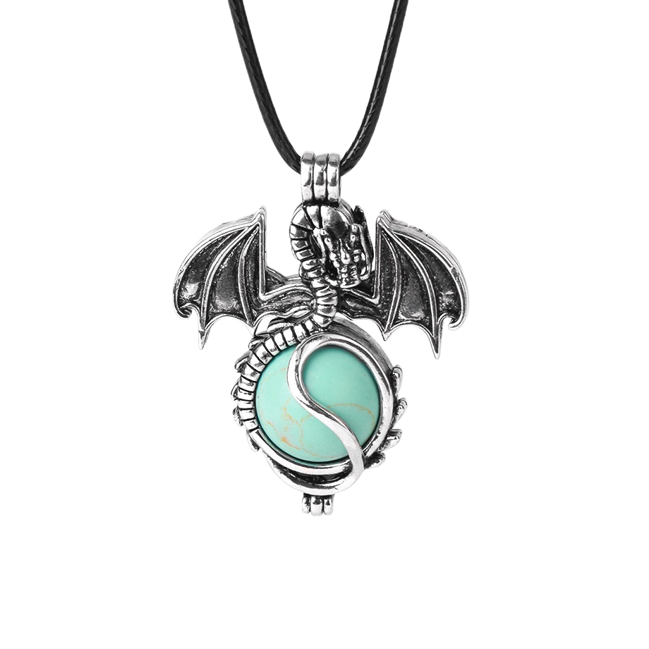 1 Pc Antique Pterosaur Natural Gemstone Pendant Necklace Charm Crystal Jewelry for Women Men