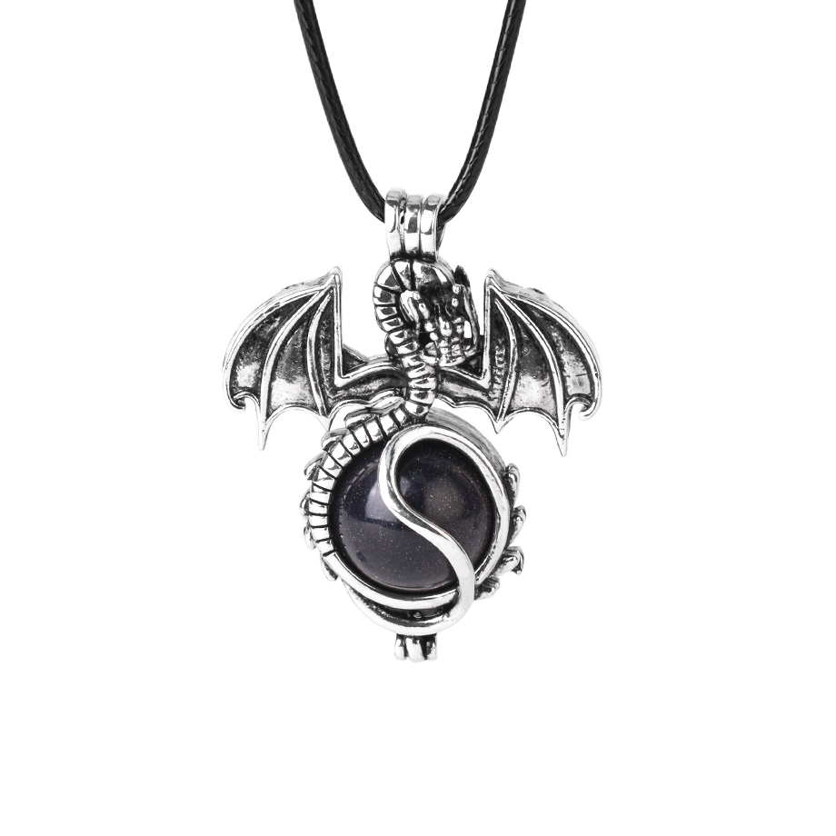 1 Pc Antique Pterosaur Natural Gemstone Pendant Necklace Charm Crystal Jewelry for Women Men