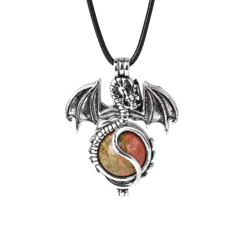 1 Pc Antique Pterosaur Natural Gemstone Pendant Necklace Charm Crystal Jewelry for Women Men