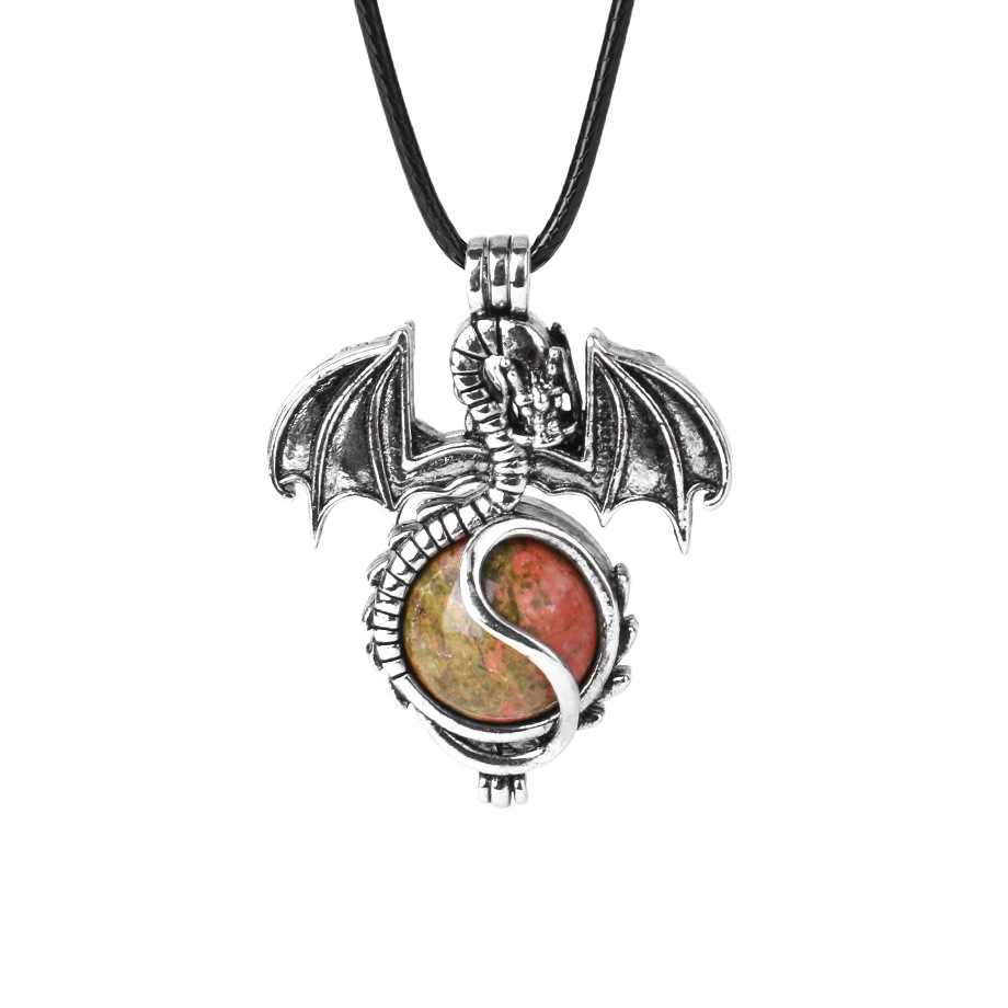 1 Pc Antique Pterosaur Natural Gemstone Pendant Necklace Charm Crystal Jewelry for Women Men