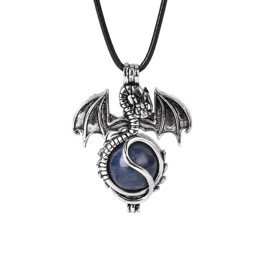 1 Pc Antique Pterosaur Natural Gemstone Pendant Necklace Charm Crystal Jewelry for Women Men