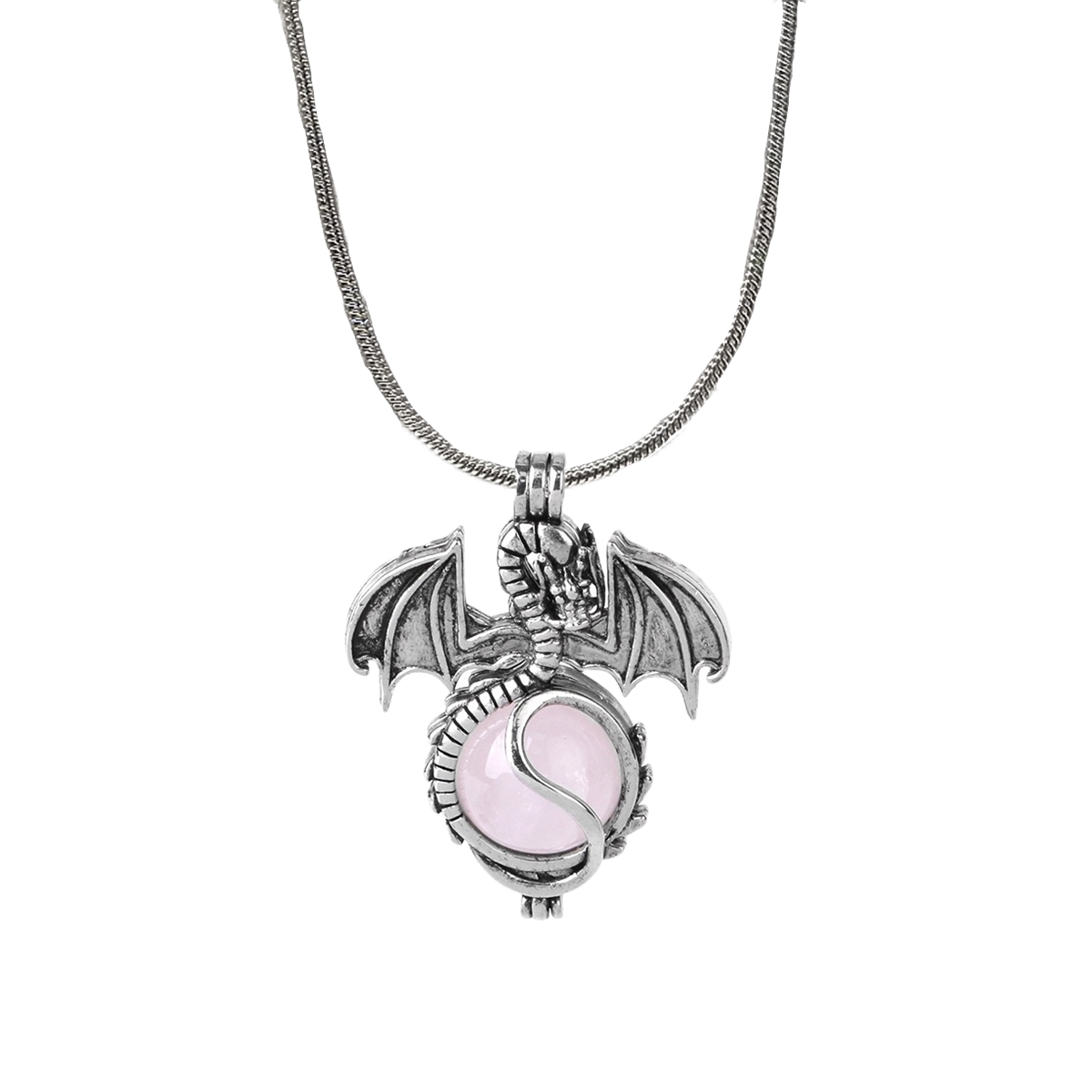 1 Pc Antique Pterosaur Natural Gemstone Pendant Silver Snake Necklace Charm Crystal Jewelry for Women Men