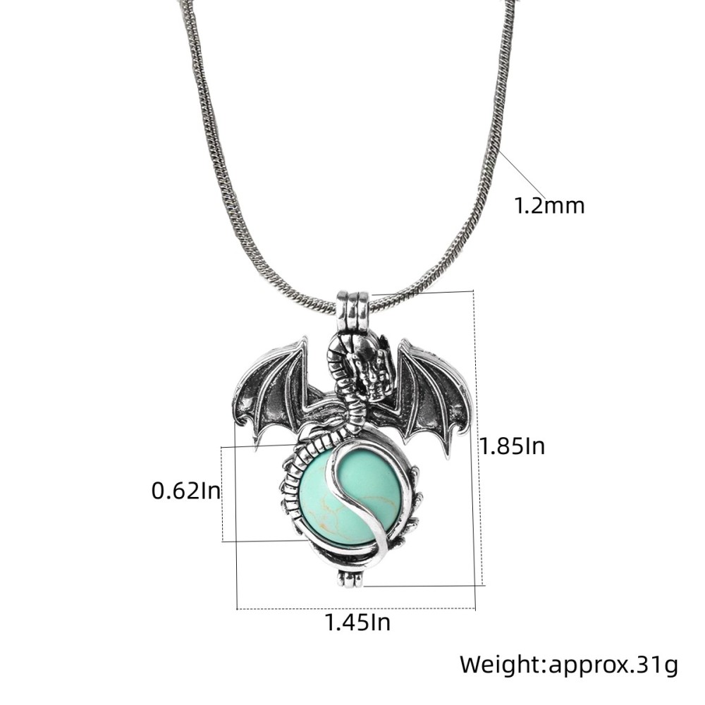 1 Pc Antique Pterosaur Natural Gemstone Pendant Silver Snake Necklace Charm Crystal Jewelry for Women Men