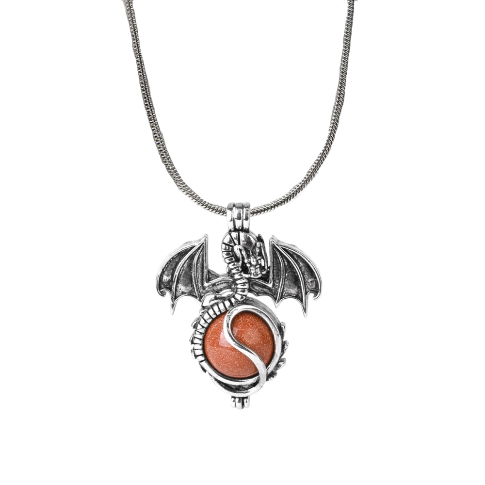 1 Pc Antique Pterosaur Natural Gemstone Pendant Silver Snake Necklace Charm Crystal Jewelry for Women Men