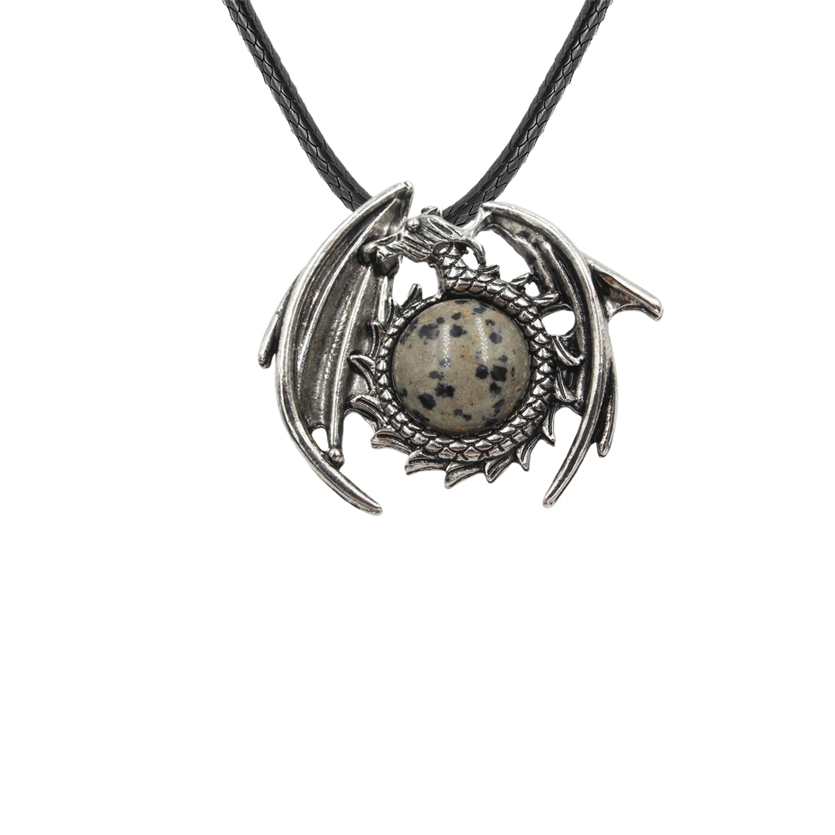 1 Pc Antique Dragon Crystal Pendant Necklace Natural Gemstone Jewelry for Men Women