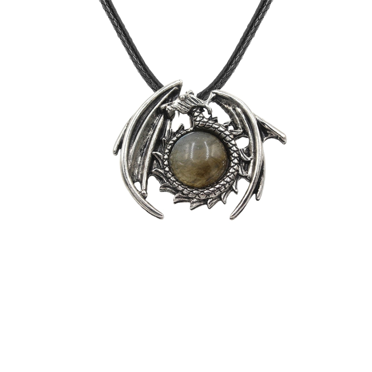 1 Pc Antique Dragon Crystal Pendant Necklace Natural Gemstone Jewelry for Men Women