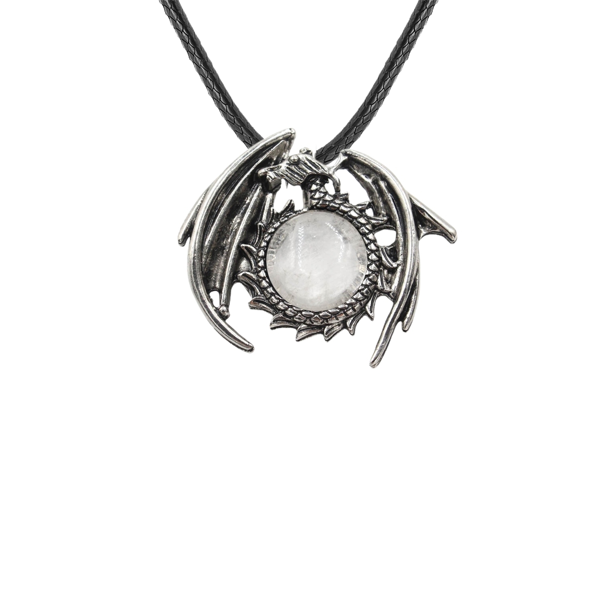 1 Pc Antique Dragon Crystal Pendant Necklace Natural Gemstone Jewelry for Men Women