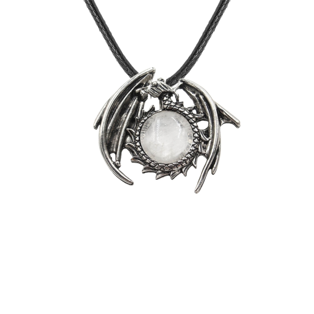 1 Pc Antique Dragon Crystal Pendant Necklace Natural Gemstone Jewelry for Men Women