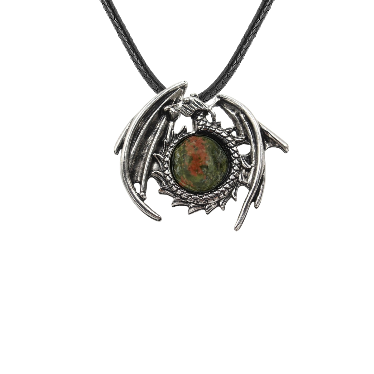 1 Pc Antique Dragon Crystal Pendant Necklace Natural Gemstone Jewelry for Men Women