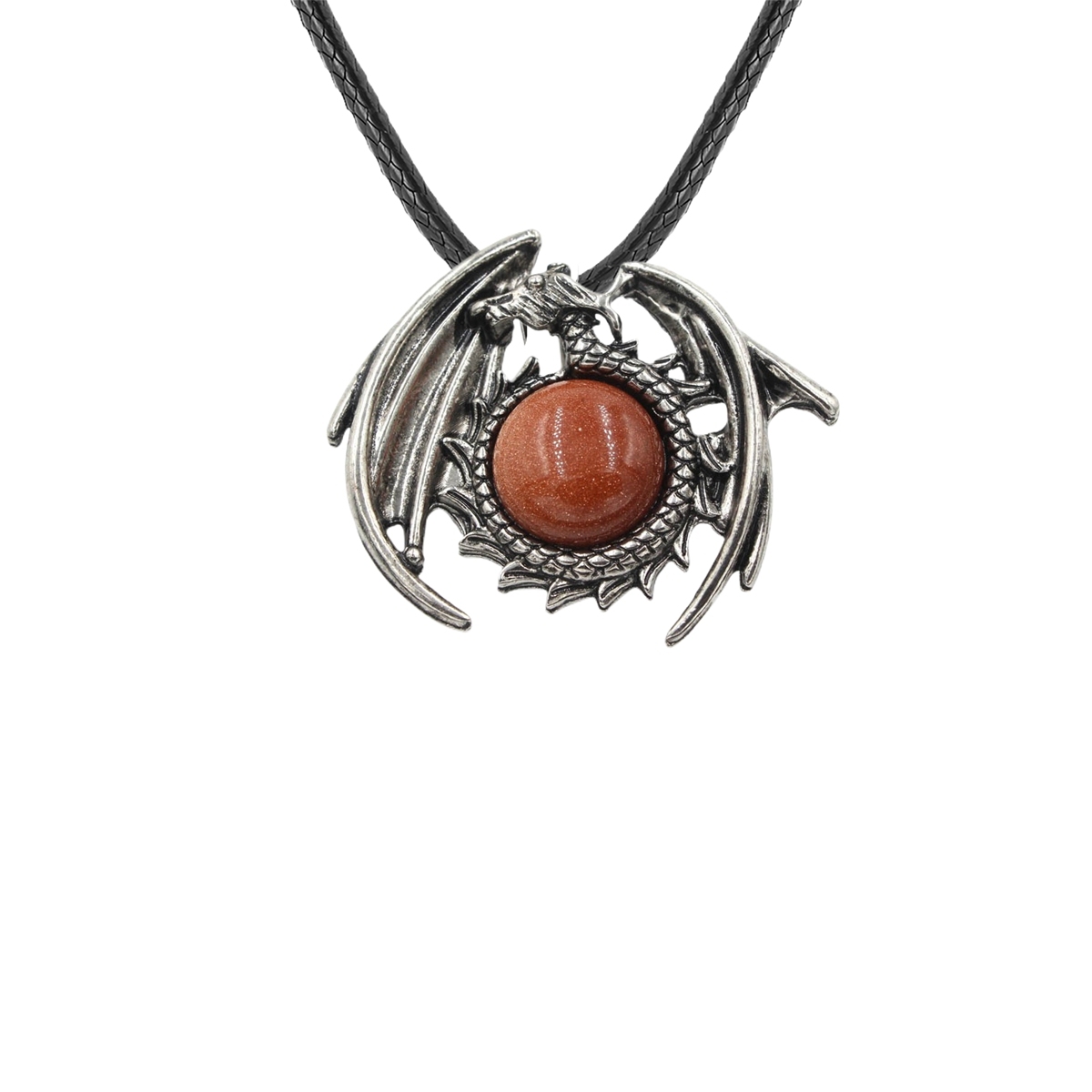1 Pc Antique Dragon Crystal Pendant Necklace Natural Gemstone Jewelry for Men Women