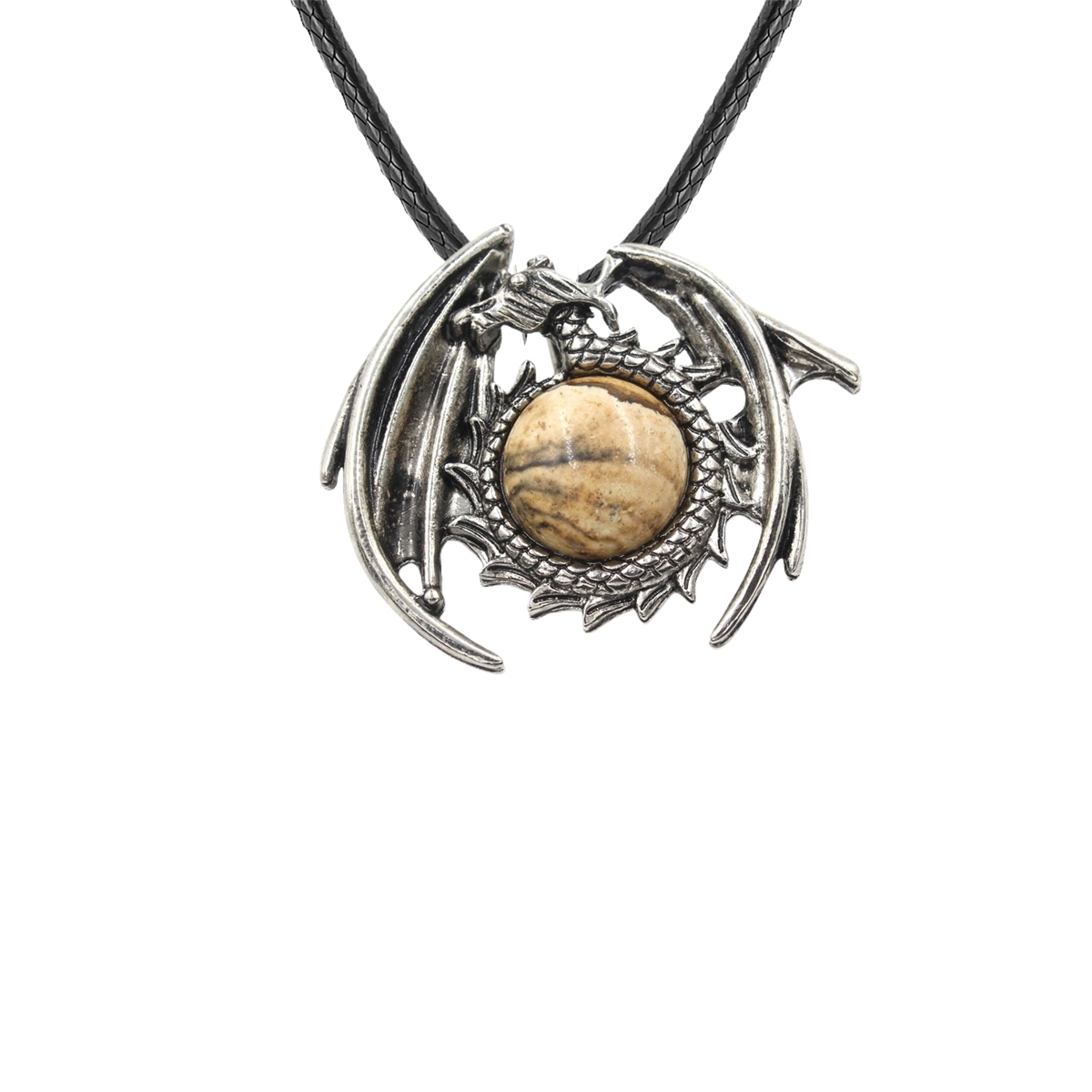 1 Pc Antique Dragon Crystal Pendant Necklace Natural Gemstone Jewelry for Men Women