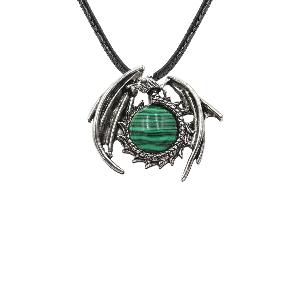 1 Pc Antique Dragon Crystal Pendant Necklace Natural Gemstone Jewelry for Men Women
