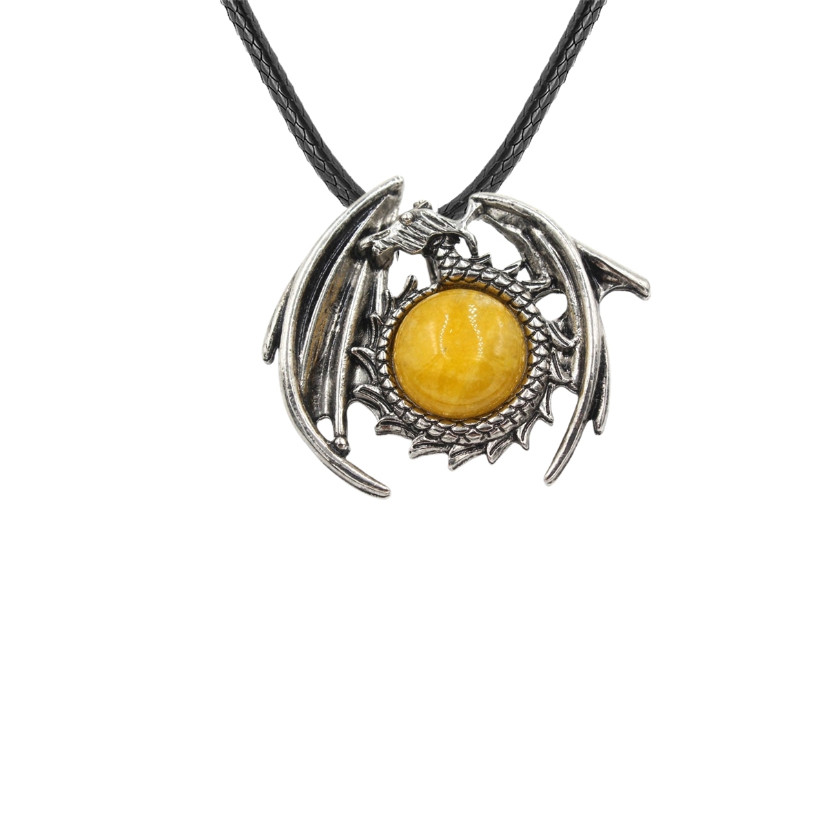1 Pc Antique Dragon Crystal Pendant Necklace Natural Gemstone Jewelry for Men Women