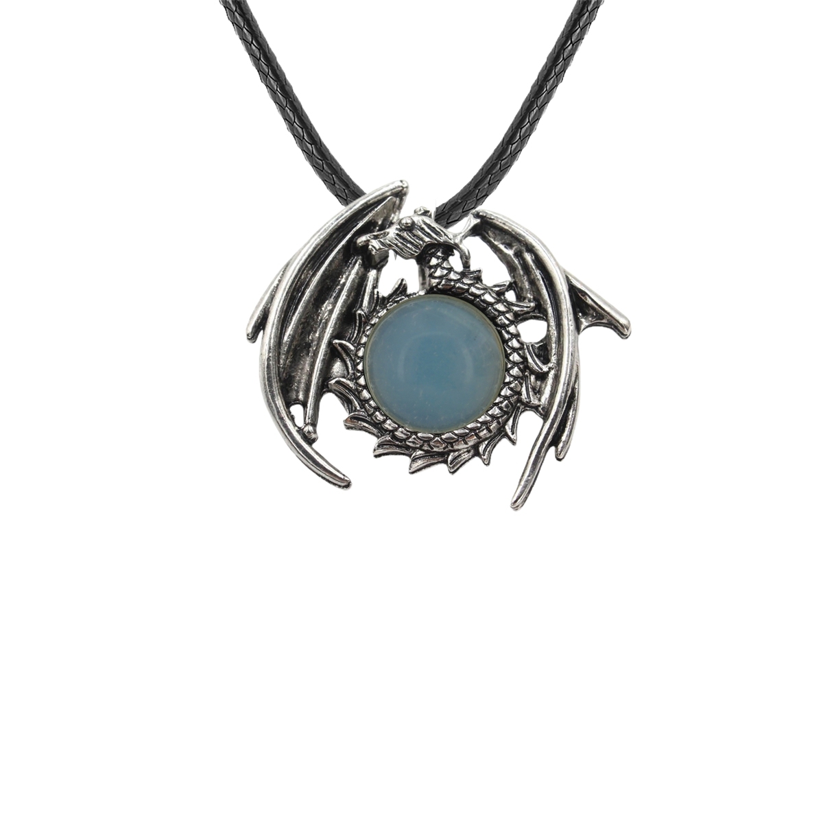 1 Pc Antique Dragon Crystal Pendant Necklace Natural Gemstone Jewelry for Men Women