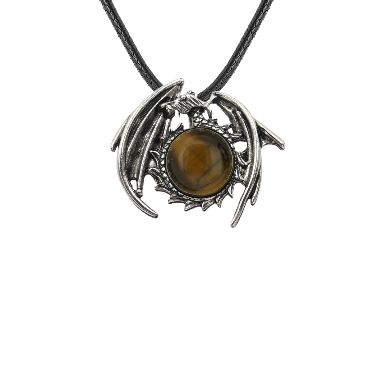 1 Pc Antique Dragon Crystal Pendant Necklace Natural Gemstone Jewelry for Men Women