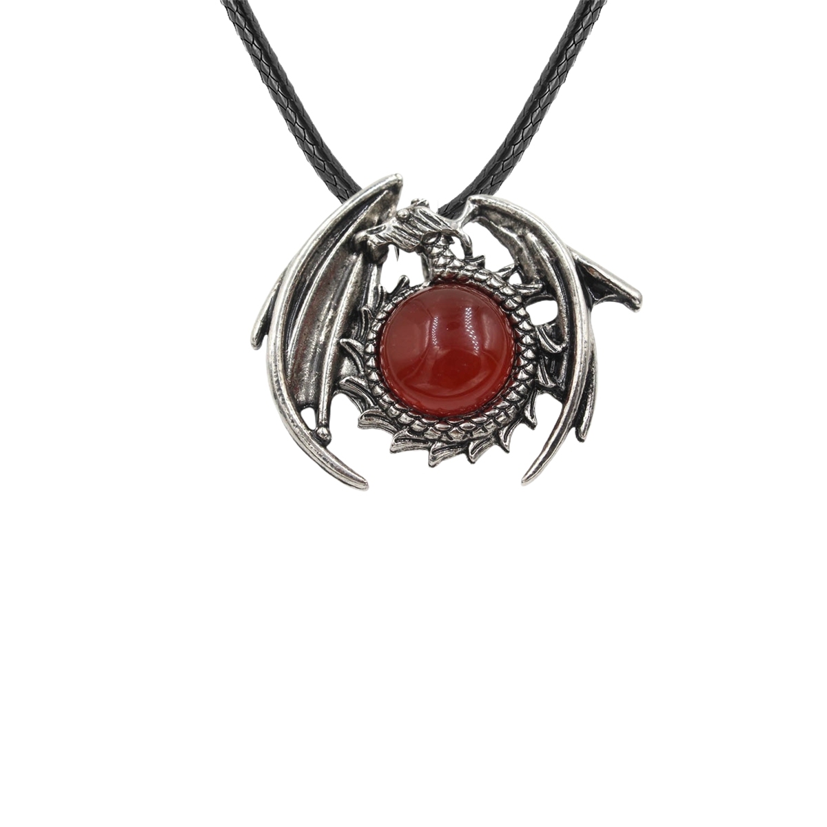 1 Pc Antique Dragon Crystal Pendant Necklace Natural Gemstone Jewelry for Men Women