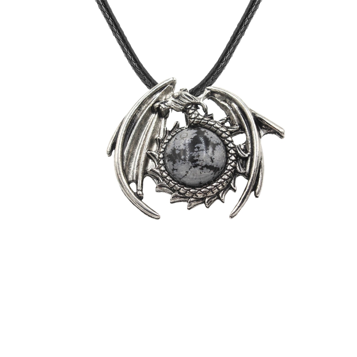 1 Pc Antique Dragon Crystal Pendant Necklace Natural Gemstone Jewelry for Men Women
