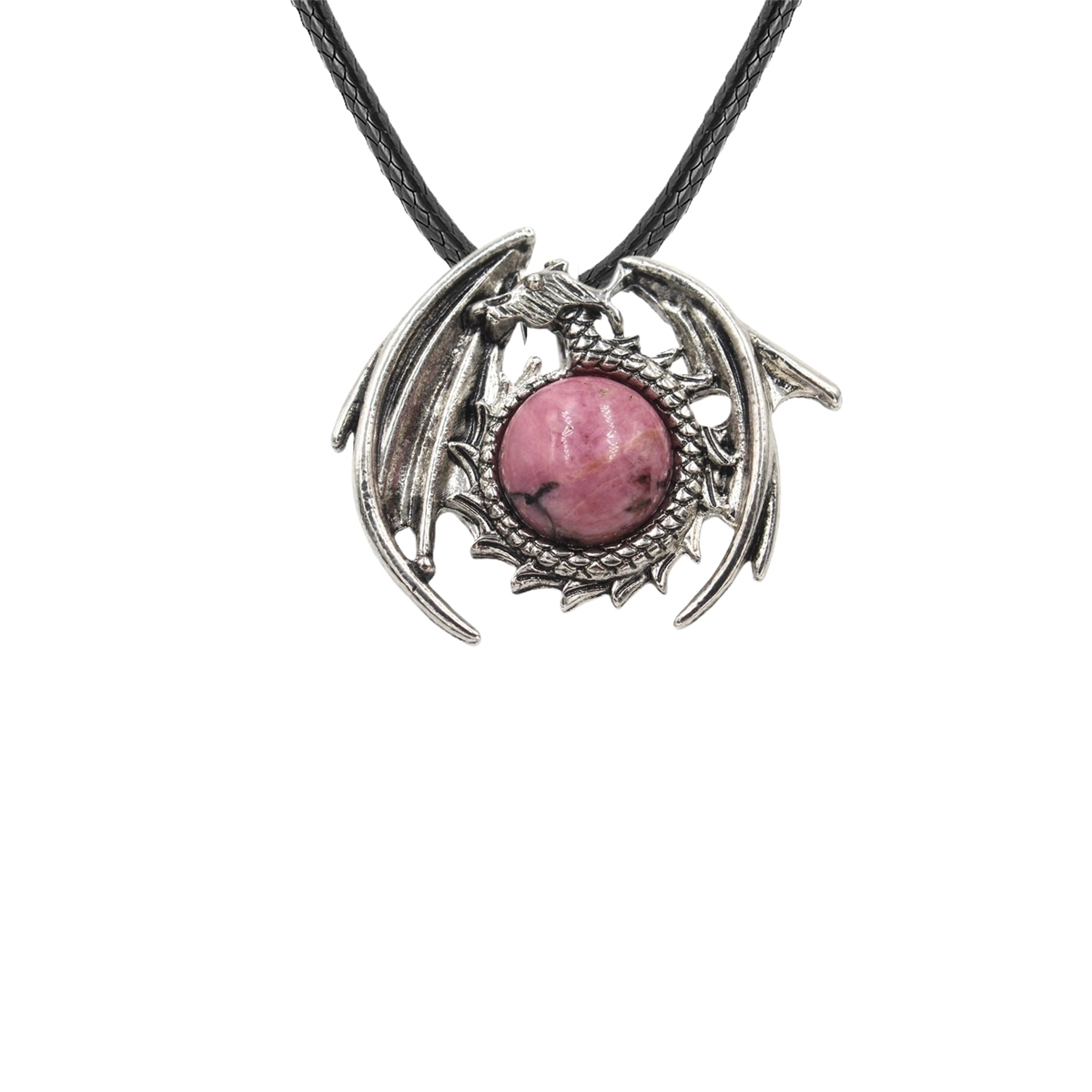 1 Pc Antique Dragon Crystal Pendant Necklace Natural Gemstone Jewelry for Men Women