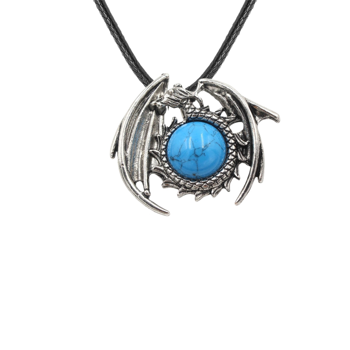 1 Pc Antique Dragon Crystal Pendant Necklace Natural Gemstone Jewelry for Men Women