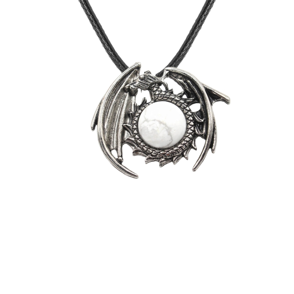 1 Pc Antique Dragon Crystal Pendant Necklace Natural Gemstone Jewelry for Men Women