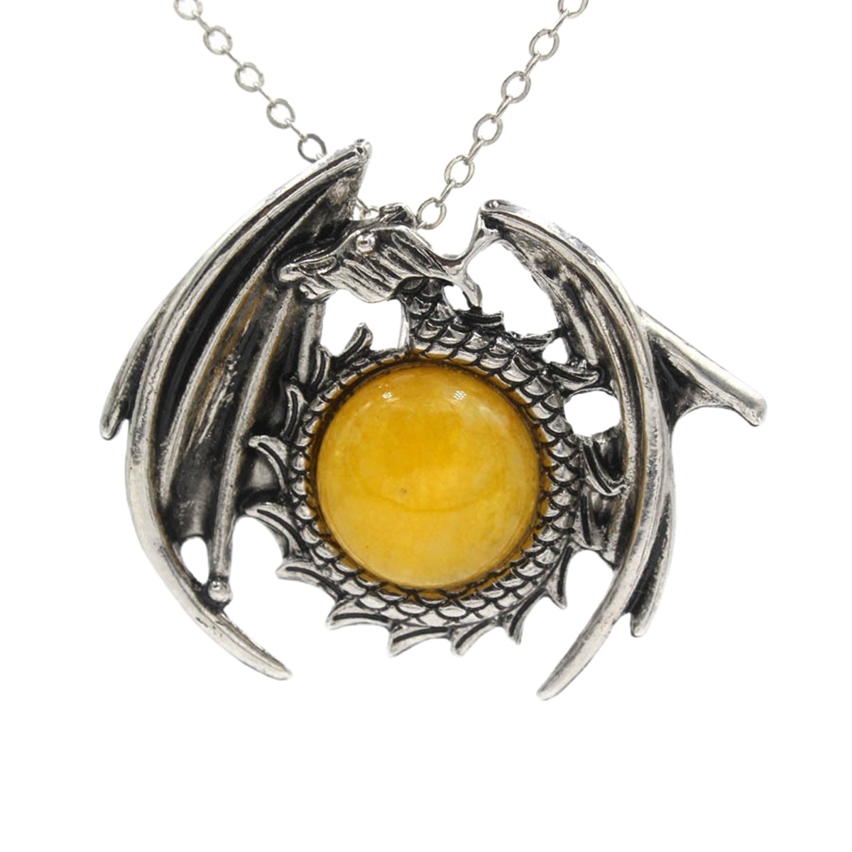 1 Pc Crystal Healing Stone Necklace Vintage Dragon Pendant Necklace Gemstone Jewelry for Man Women