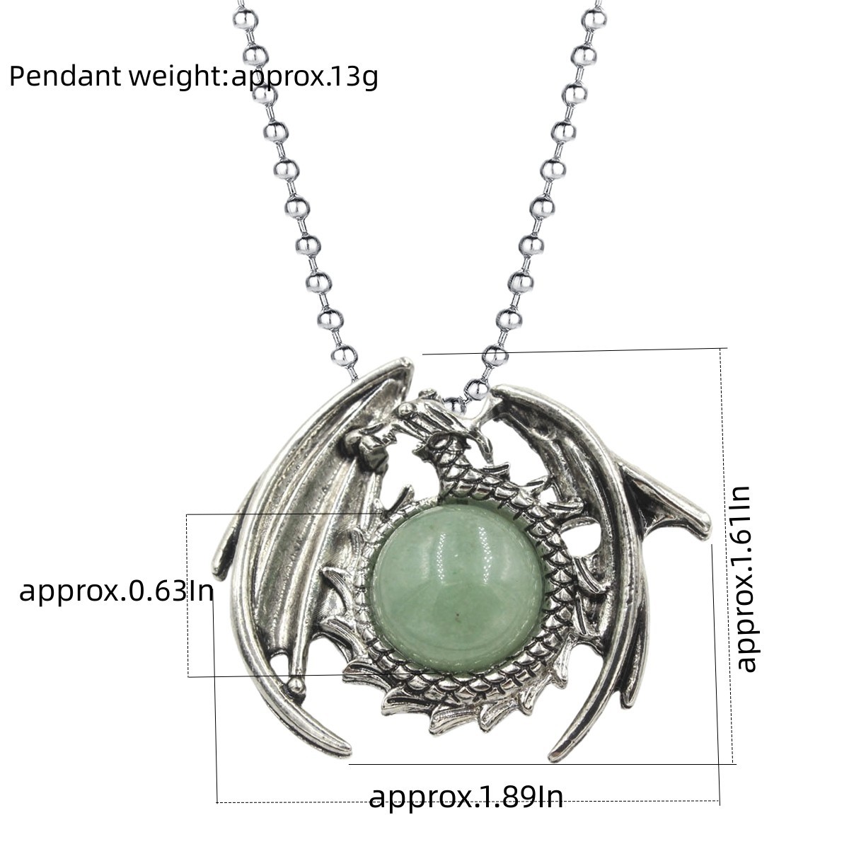 1 Pc Crystal Healing Stone Necklace Vintage Dragon Pendant Necklace Gemstone Jewelry for Man Women